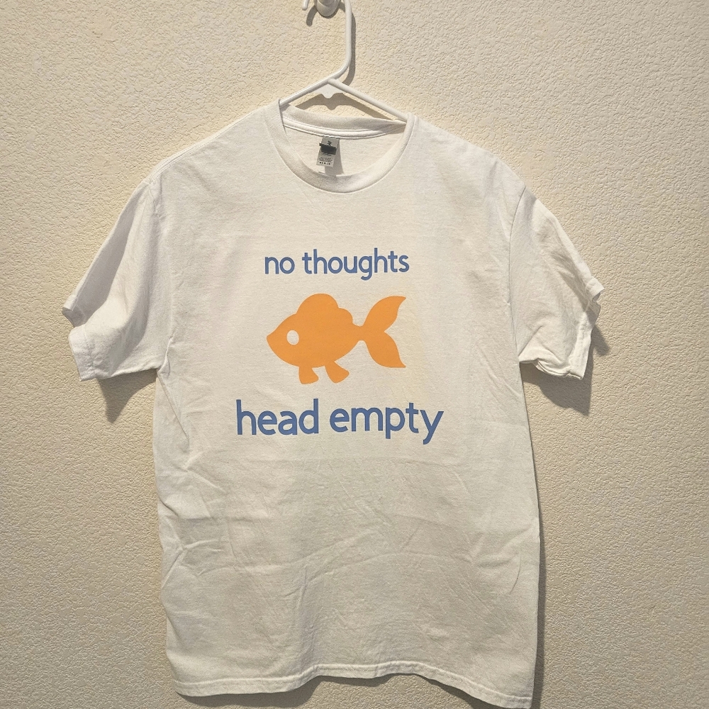 No thoughts head empty gold fish t-shirt